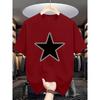 [Star-Print Casual Tee] Comfortable Star-Print T-Shirt - Men's Casual Round Neck Tee with Geometric Design, Five-pointed Star,