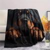 Schwarzer Rottweiler, Muster Flanelldecke, Hohe Qualität, Bequem für alle Jahreszeiten, Heimdekoration, Wärme und Komfort, Perfekt für Geschenke.