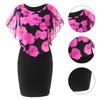 Vestido ajustado de talla grande para mujer, con estampado floral, chal, cómodo, largo hasta la rodilla, temperamento, vestido de medio cuerpo para salir