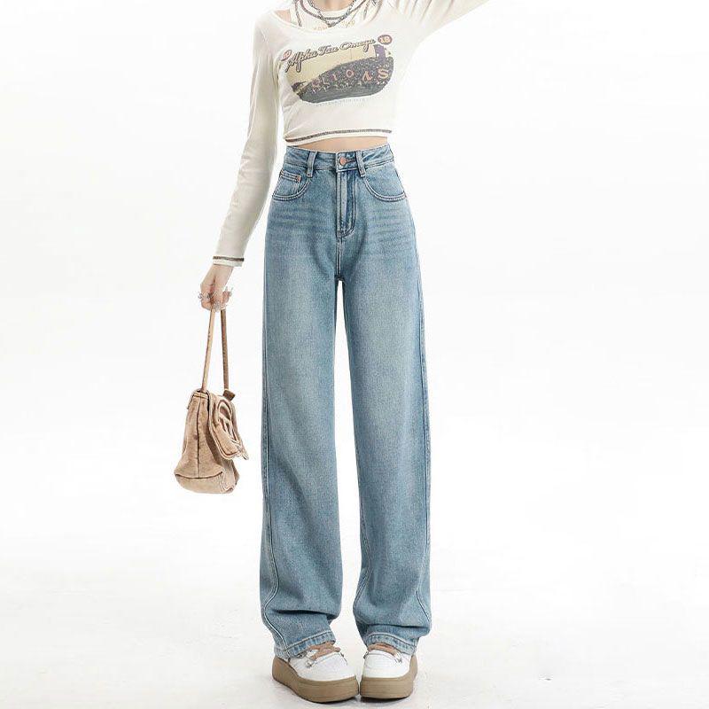 Velvet Thickened High Waist Retro Jeans - Women's 2025 Winter Collection