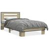 Bed Frame Sonoma Oak 75 X 190 Cm Particleboard and Metal