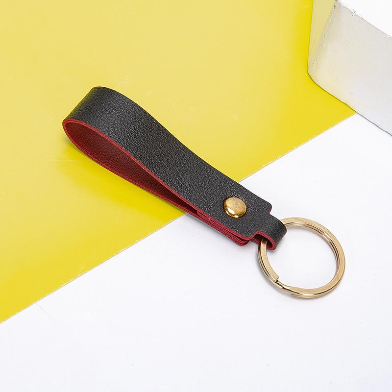 Nordic Two-Color PU Leather Keychain: Creative Macaron Keyring & Bag Pendant