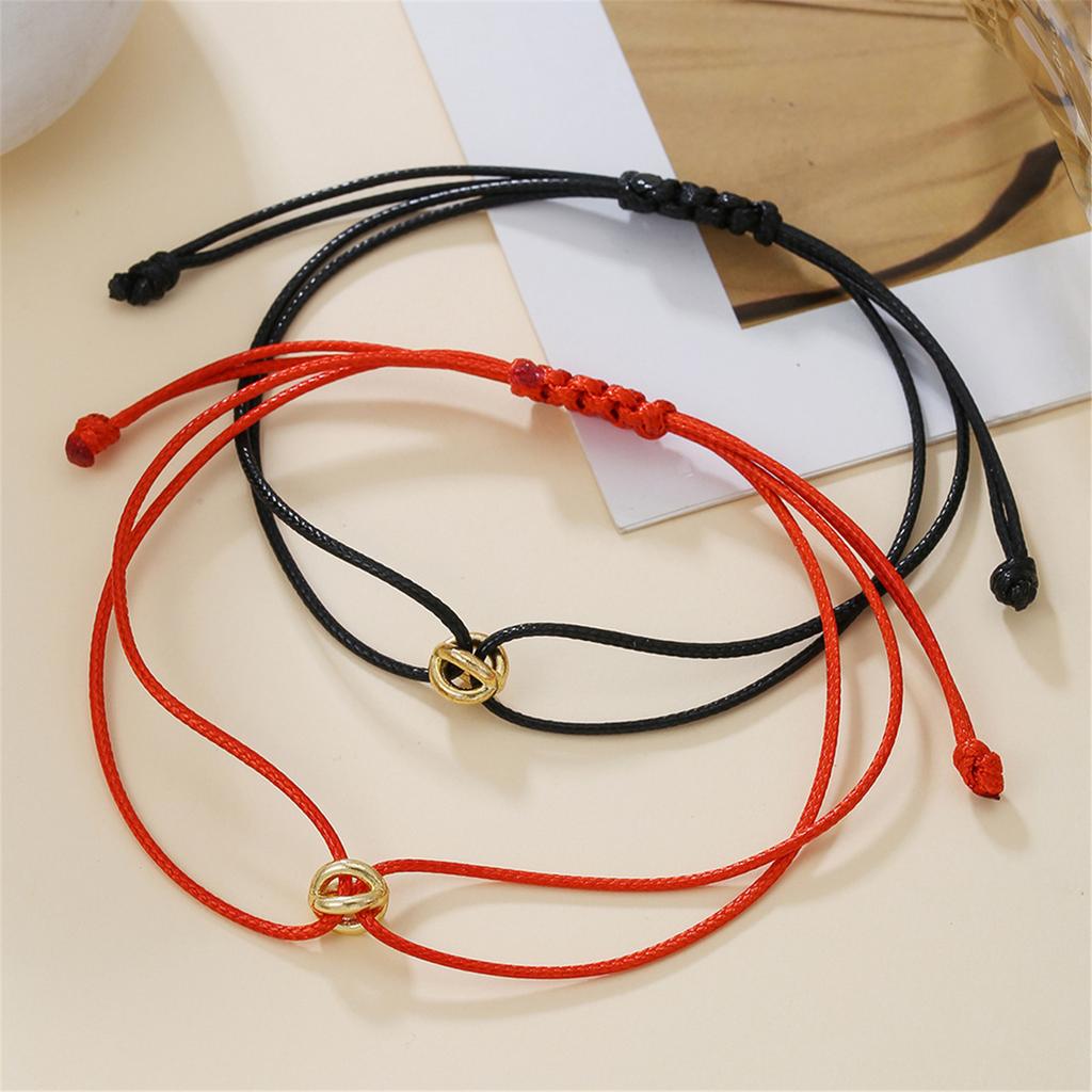 2pcs Couple Bracelets Good Luck Beads Handchain Adjustable Handmade Wristchain Braided Rope Wristchain Accessory