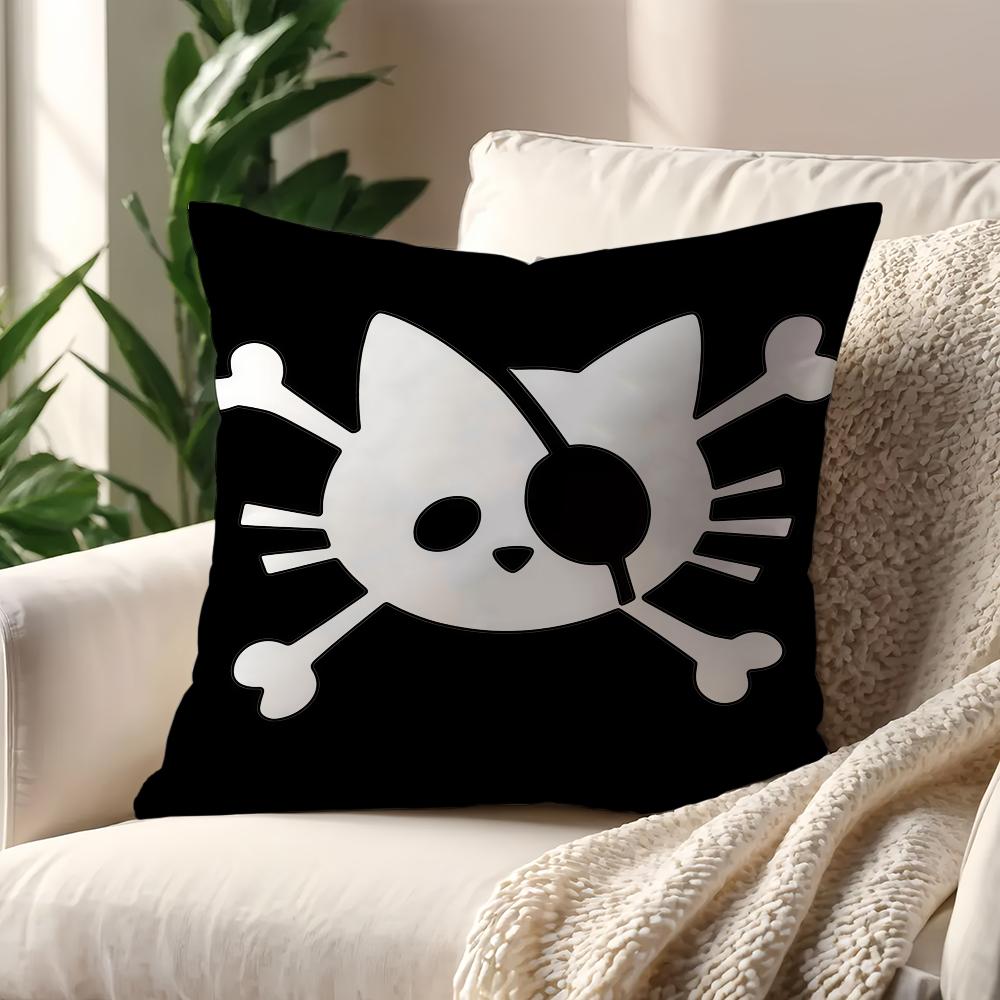 Cute Pirate Cat Skull Funny Cool Meme Cushion Cover For Pillow Printing Sofa Decoration Home Car Room Office Nordic Simplicity