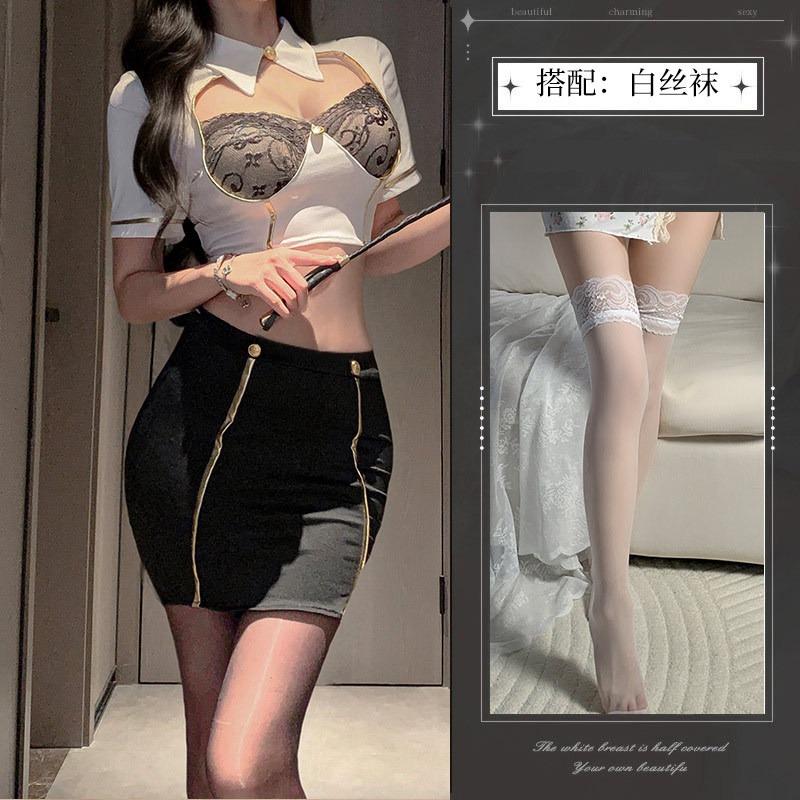 Sexy lingerie sexy lace seduction tight hip skirt hot stewardess showing breasts instructor playing uniform hot girl