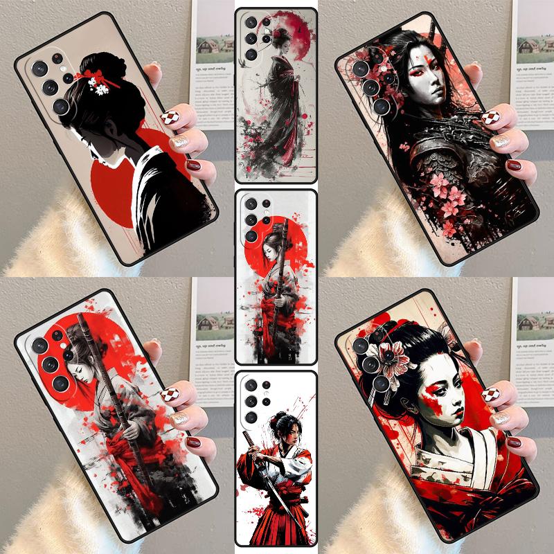 Samurai Warrior Geisha Phone Case For Samsung Galaxy S25 S23 S30 S21 S20 FE S24 S22 Ultra Note 10 20 Plus Silicone Cover lite
