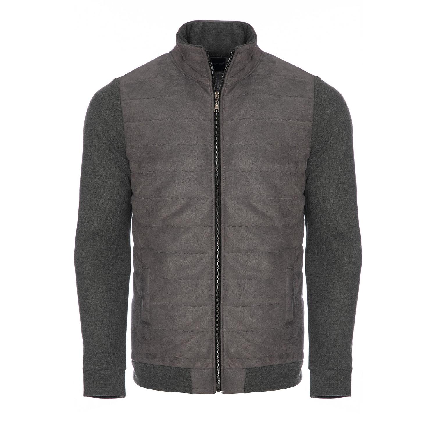 

Мужское утепленное гибридное трикотажное спортивное пальто на замшевой подкладке-пуховике