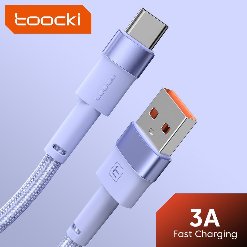 Toocki 2 Pack 3A USB C Cable Type C For 12t Pro Realme Redmi 12 Pro Poco F3 X4 GT Fast Charging Cable Data Cord Wire