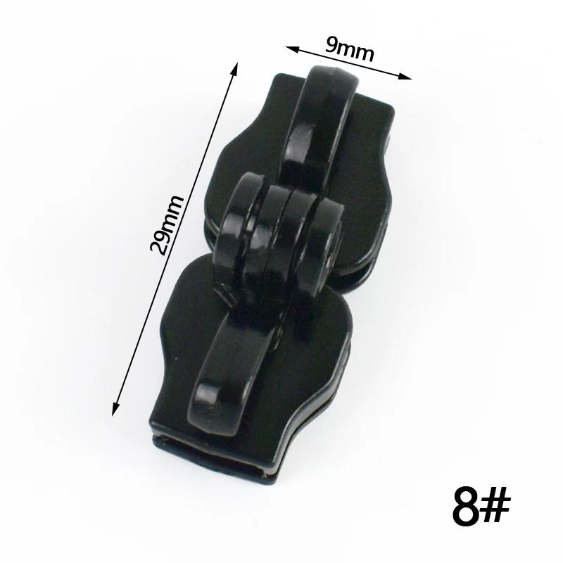 2/5/10Pairs 5# 8# 10# Lockable Nylon Zipper Sliders Double Hole Safety Zip Lock for Luggage Zips Puller Closure Repair Accessory
