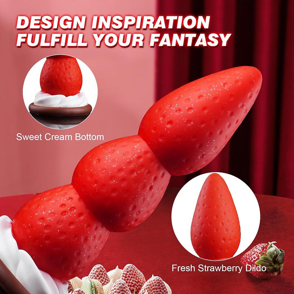 Monster Dildo Strawberry Adult Sex Toy Soft Butt Plug Anal Dilator Stimulate Anus Beads Strong Suction Cup Sexy Toys Anal Plug