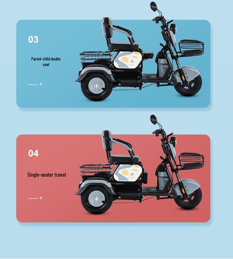 Electric Scooter Tricycle for Adults & Seniors: Compact, Reliable for Home Use & Child Transport