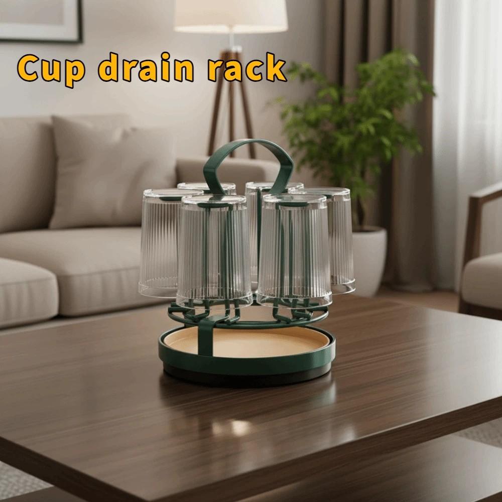6 Hooks Cup Drain Rack Space-saving Cup Drying Rack Coffee Mug Rack Glass Holder  Counter Top