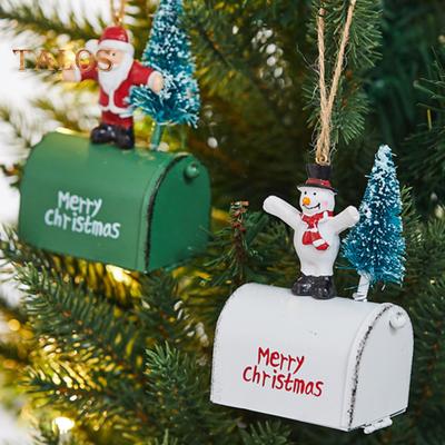 Hot Air Balloon Christmas Ornaments Wrought Iron Hot Air Balloon Parachute Pendant Santa/Snowman/Reindeer Statue for Home Tree Hanging Decoration
