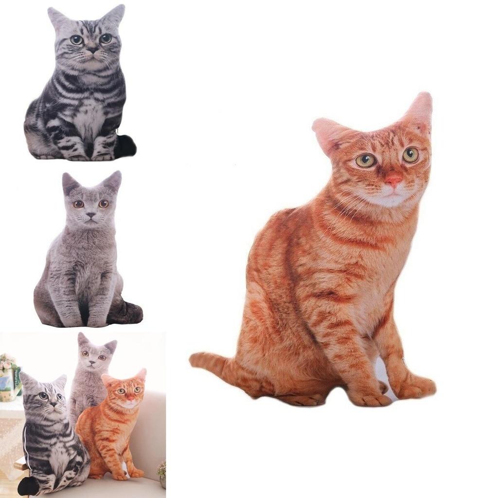 Niedliches 50 cm großes 3D-Katzenkissen aus Plüsch für gemütliche Heimdekoration