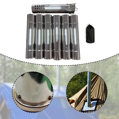 Camping Pipes 7 Sections Straight Extension Chimney Flue Tent for BBQ Ice