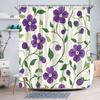 Floral Shower Curtain - Purple Flowers on Cream, 12 Hooks, Durable Polyester, Machine Washable, Elegant Bath Decor