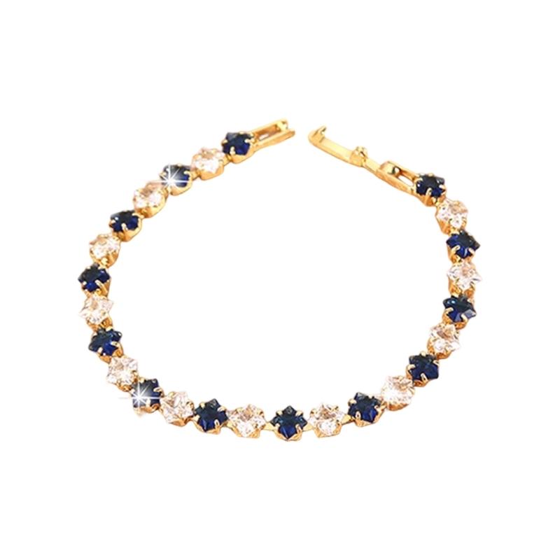 Geometric Pattern Cubic Zirconia Tennis Bracelet Gold Plated Copper Chain Wristband Wrist Accessory For Women Men