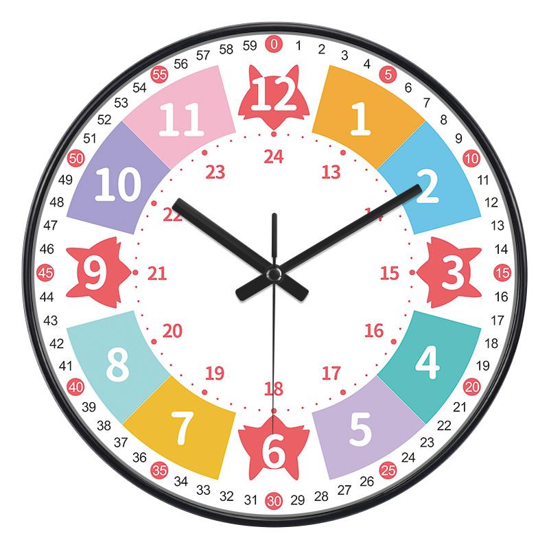New Early Education Wall Clock For Living Room Home Bedroom Children's Room Non Ticking Silent Non Ticking Wall Hanging Clock