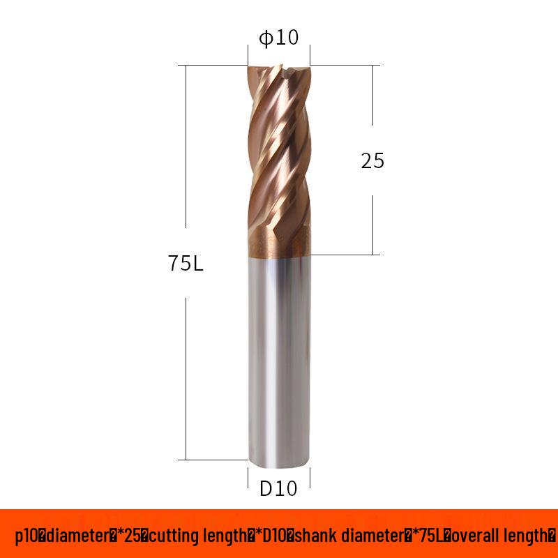 Taiwan 60° Tungsten Carbide 4-Flute Coated End Mill for Steel CNC Machining