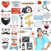 Medical Party Photo Props Set - 40-Piece Doctor, Nurse, Band-Aid, ECG & CT Scan Theme