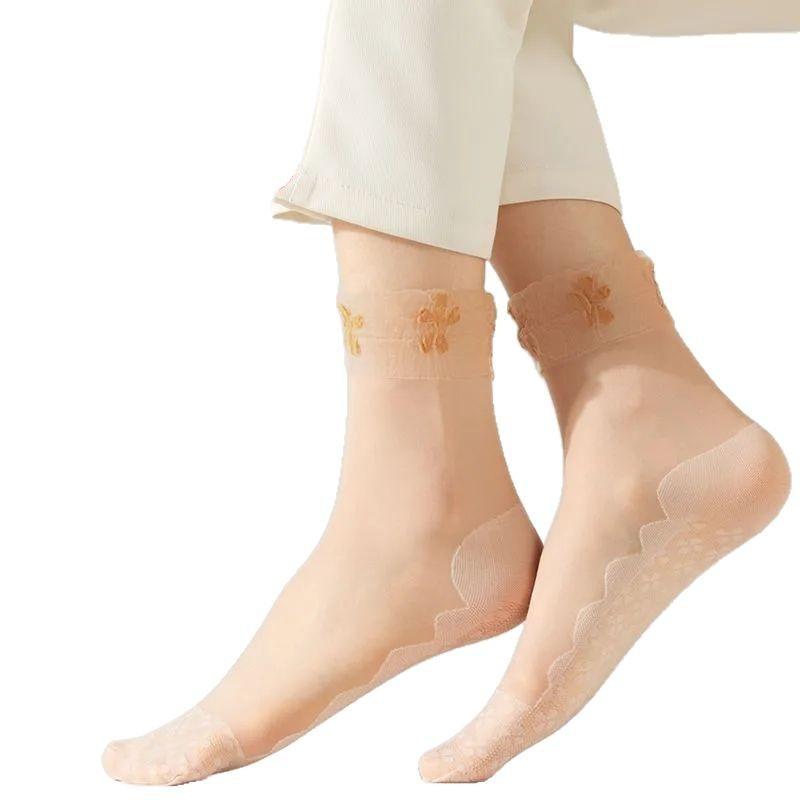Women's Summer Thin Breathable Invisible Anti Hook Wire Wear Non Slip Tube Silk Socks