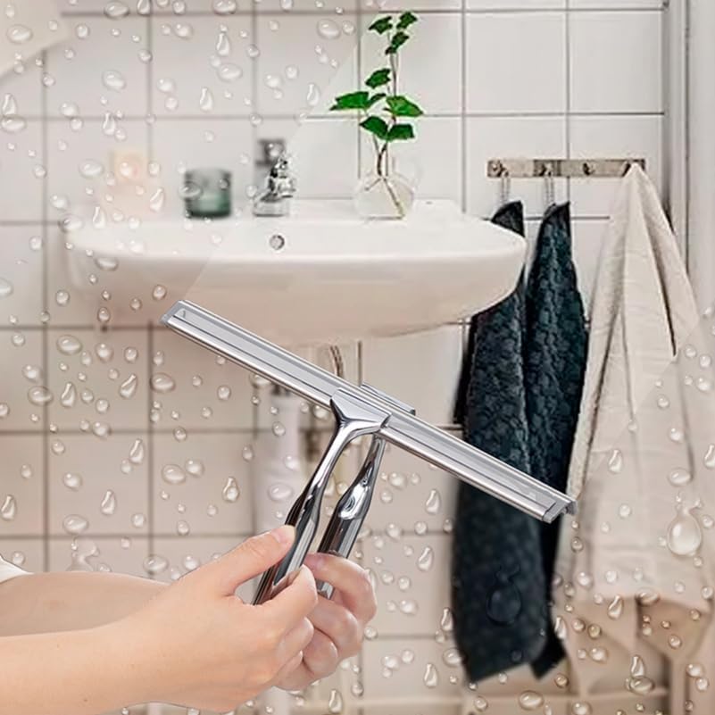 Cabilock 2pcs Replacement Squeegee Rubber Squeegee Scrubber Refill Head Windshield Cleaner Shower Wipe for Window Glass Floor Tike 10 Inch