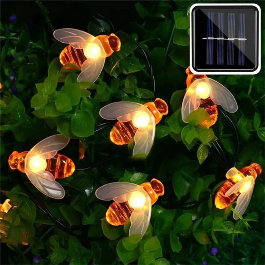 New 50 Honey Bee Solar String Lights Perfect Summer Decoration Outdoor and Garden Fence with 5M/10M Power Options