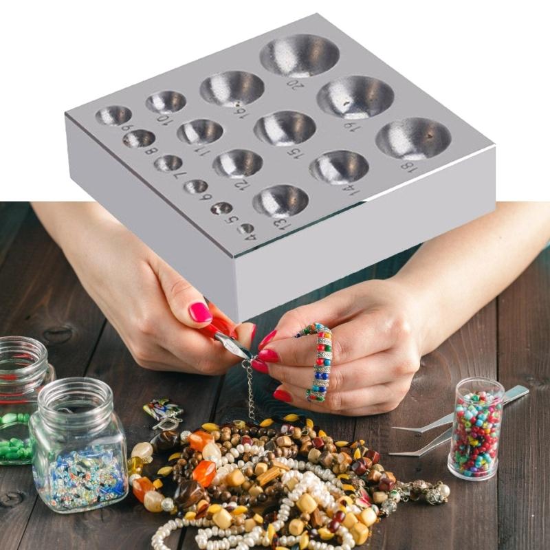 Steel Dapping Block Jewelry Stamping Tool Steel Benching Block Dapping Block Suitable for Jewelers and Craftmakers