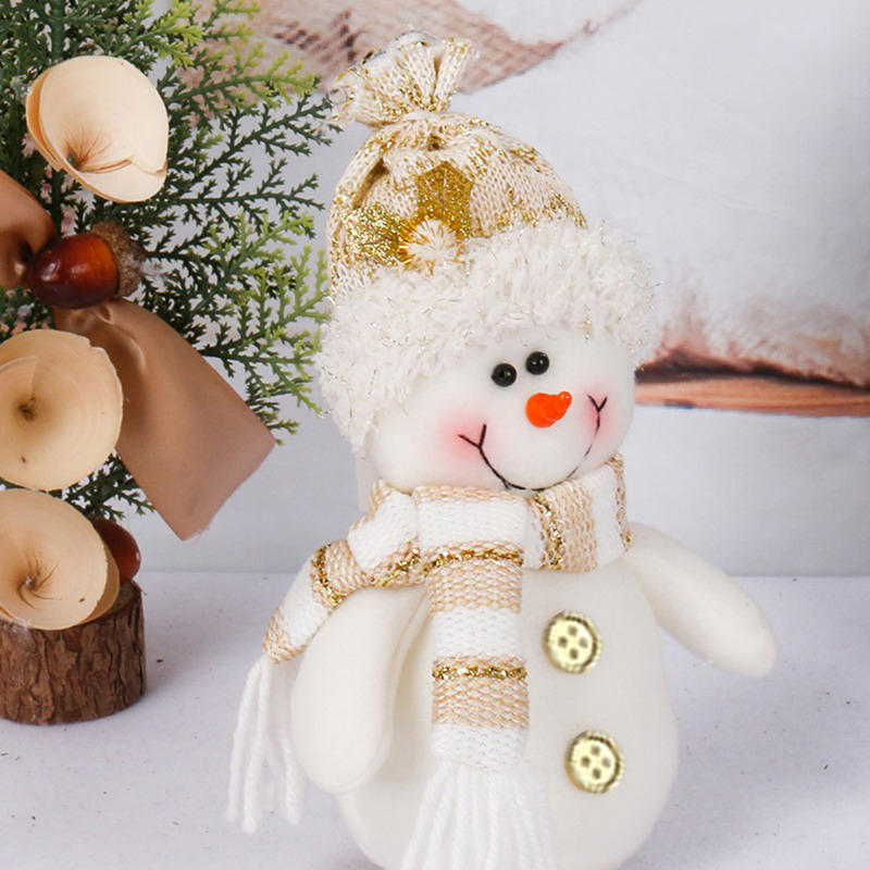 Christmas Decoration Supplies Window Decoration Ornaments Sitting Posture White Plush Toy Old Man Snowman Doll