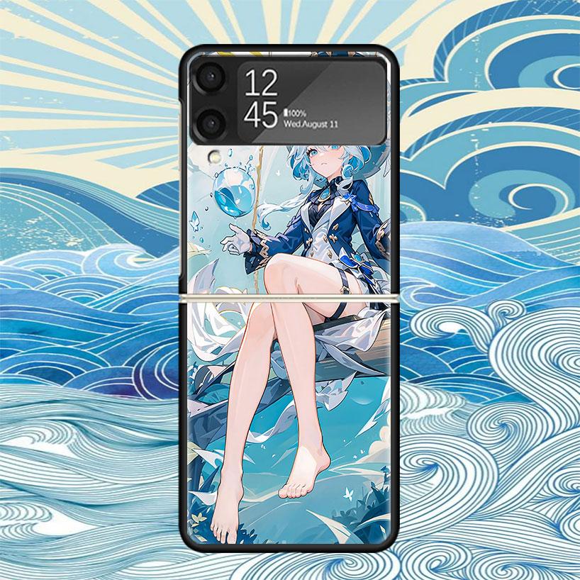 

Cute Furina Genshin Impact For Samsung Galaxy Z Flip 7 6 5 4 3 5G Phone Case Black Cover ZFlip 7 6 5 4 3 Shockproof Bumper Coque Samsung Z Flip 6