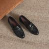 Krazing Pot Sheepskin Round Toe Thick Med Heels Spring Shoes Slip On Big Size 42 Loafers Women Pleated Beauty Pumps
