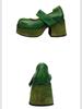 Johnature Retro Genuine Leather Thick Heels Pumps Round Toe Shallow Versatile Fashion Women's Platform Shoes