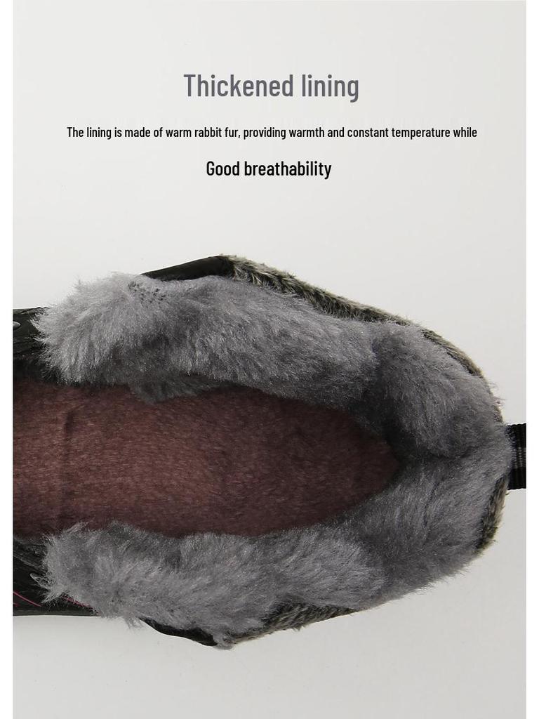 Warm Plush-Lined Winter Cotton Shoes: Casual Sporty Snow Boots for Outdoor Hiking, Ideal for Middle-Aged & Elderly, Available In Large Sizes