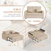 2-Seater Sofa Bed with Storage and Adjustable Backrest, with Armrest Compartments, Versatile Folding for Living Room, Bedroom or Apartment, Beige