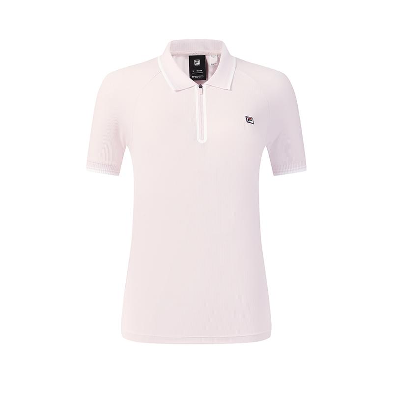 Fila Tennis Fashion Minimalist Classic Versatile Casual Sports Comfortable Short Sleeve Knitted Polo Shirt Women tops Dusty-Pink A11W613109FPK