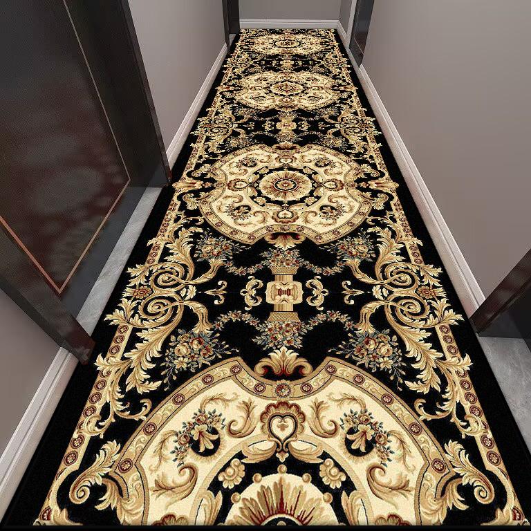 Golden Long Corridor Carpet Luxury European Decoration Hallway Rug Non-slip Easy Cleaning Floor Mat Stairway Runners Carpets
