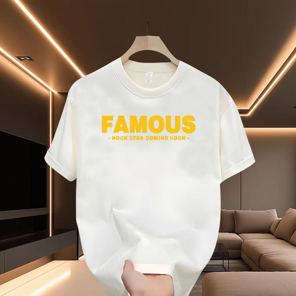 Cross-Border Exclusive Explosive Goods, Good Goods 100% Pure Cotton Short-Sleeved Men'S Fashion Versatile Comfortable Printed Round Neck High-End