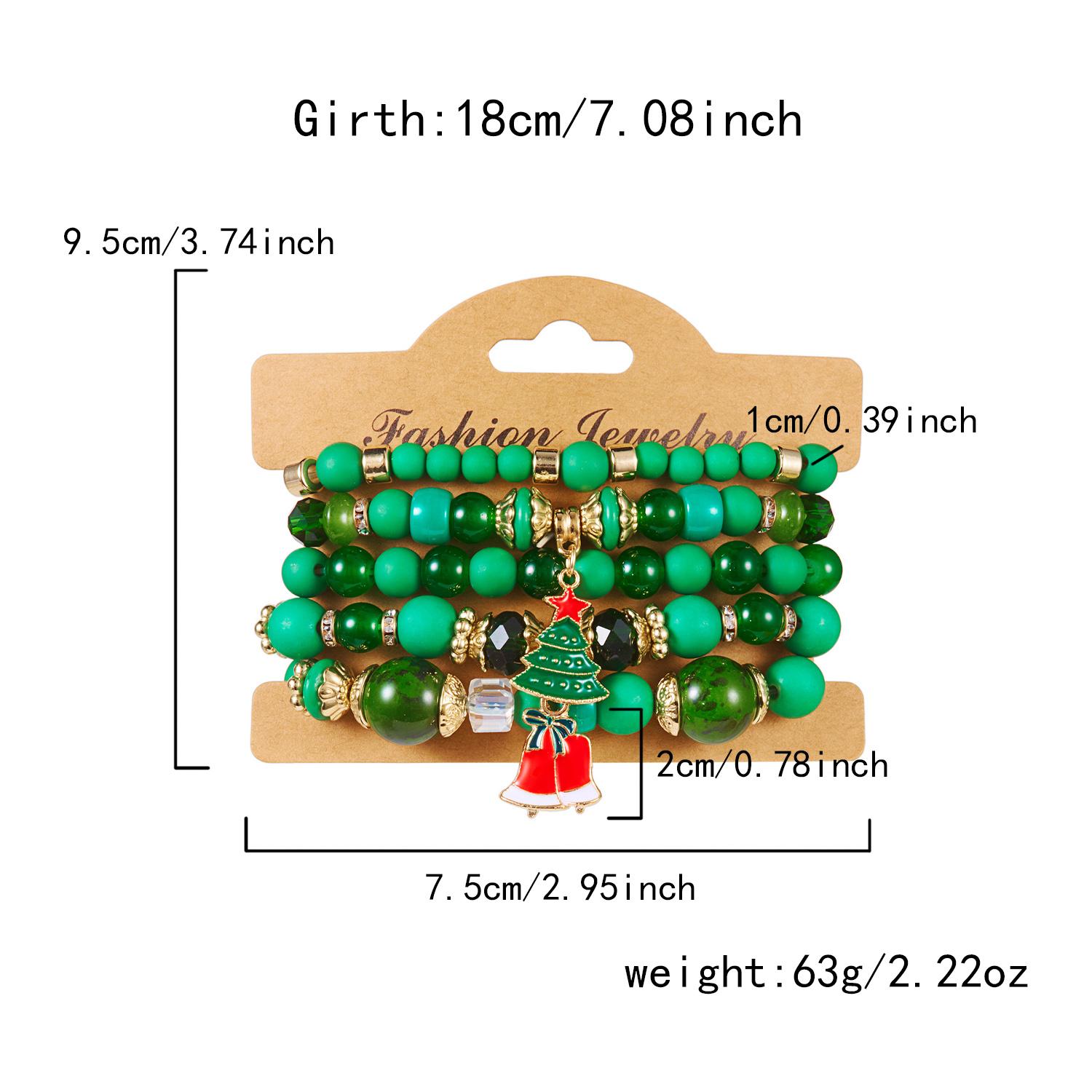 

4Pcs/set Christmas Tree Snowflake Bell Charms Colorful Beads Bracelet for Women Crystal Stacking Bracelets Party Jewelry Gifts