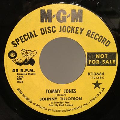 7inch Record JOHNNY TILLOTSON - Tommy Jones K13684PROMO MGM Records 1967 US Pop Used
