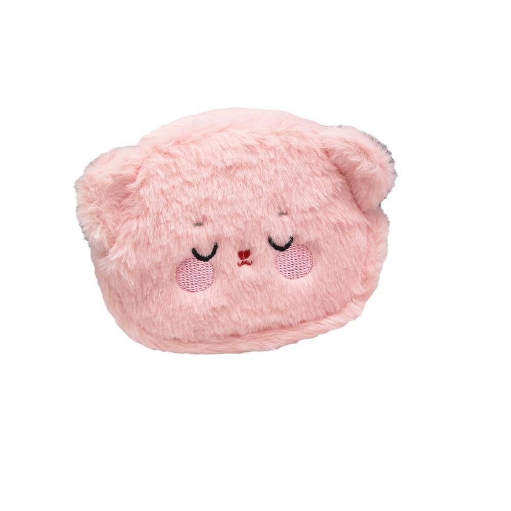 Plush Cartoon Bear Coin Purse With Embroidered Animal Design For Girls And Teens