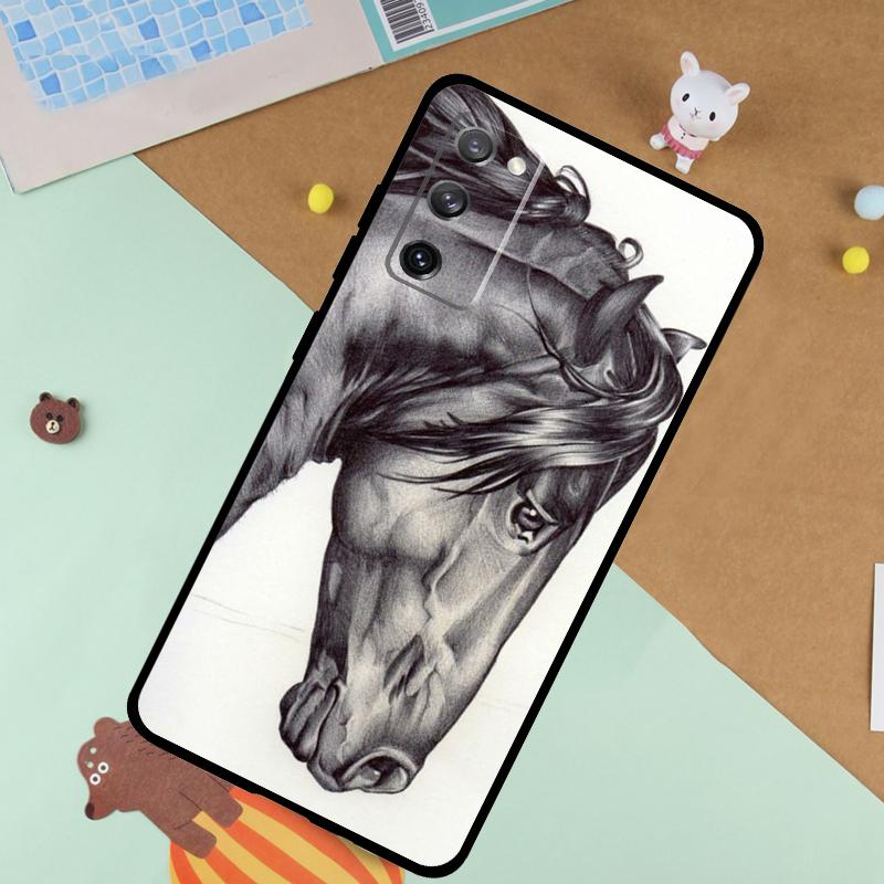 Horse Pony Painted Soft Case For Samsung Galaxy S25 Ultra S9 S10 S20 FE S21 S22 S23 Plus S24 Ultra Funda Cover