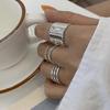 S925 Sterling Silver Rings For Women Korean Circular Ring Multilayer Wide Face Ring Jewelry