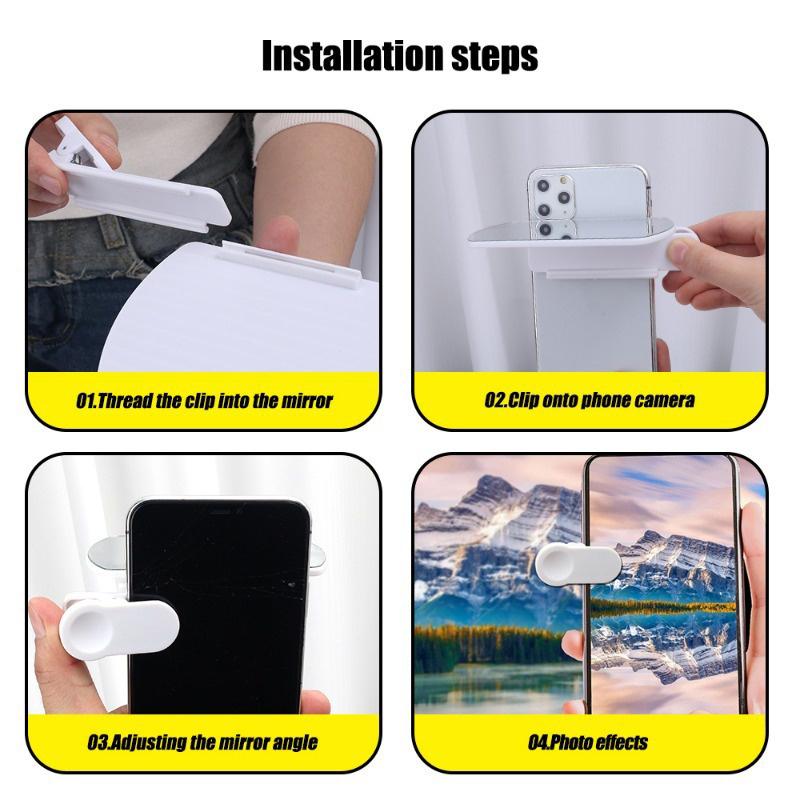 Sky Mirror Mobile Phone Reflection Shooting Clip Adjustable Angle Mirror Clip Outdoor Travel Phone Reflector Shooting Artifact