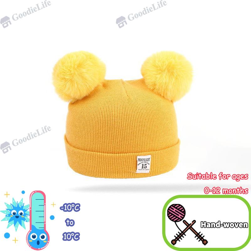 Winter Baby Hat 0-12 Months Newborn Double Layer Warm Infant Cap for Boys Girls Autumn Winter