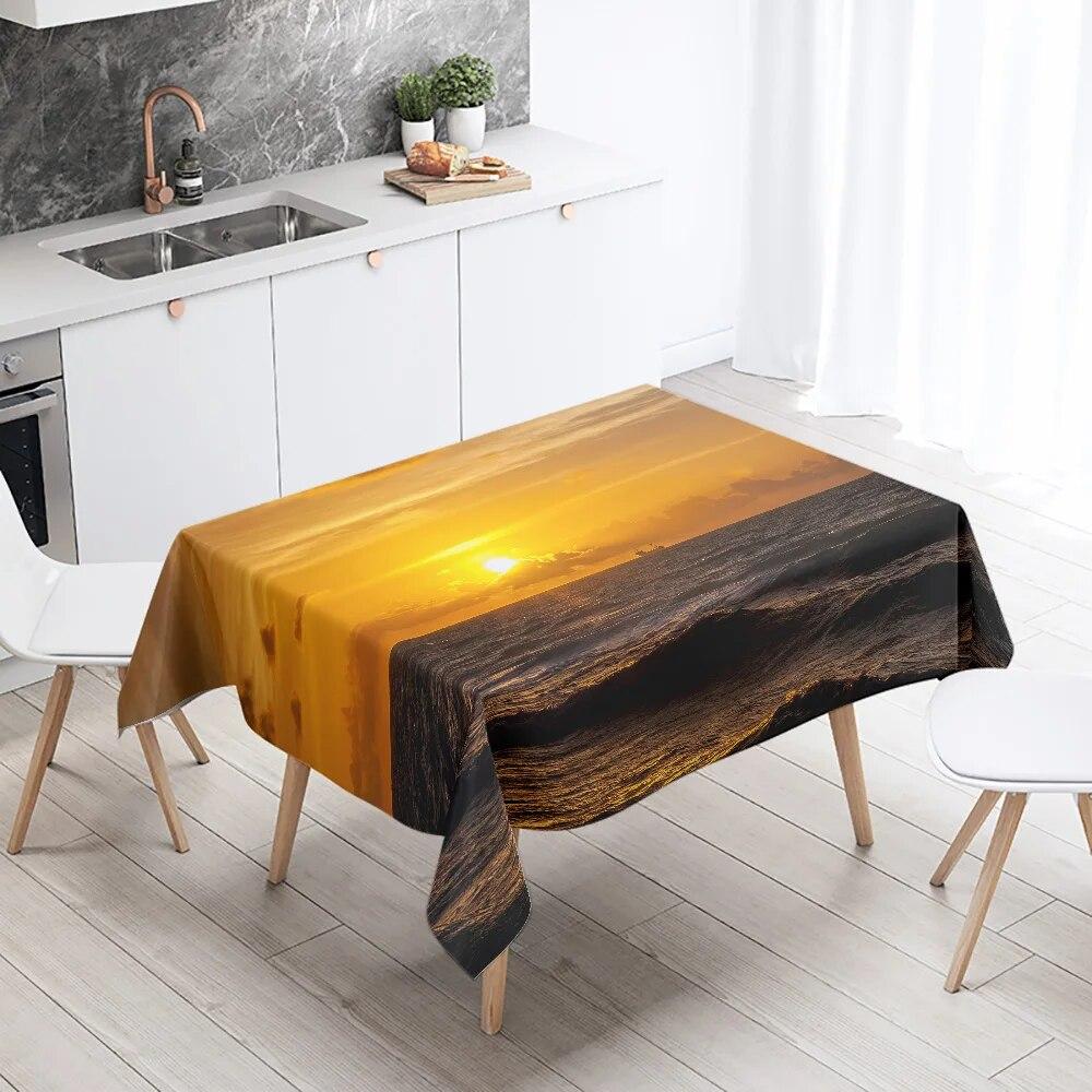 Day Road Dusk Sunset Scenery Printed Tablecloth Outdoor Picnic Camping  Antifouling Waterproof Table Home Decoration