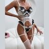 Ladies Sexy Color Lace Sling Bra Lace-Up Panties Two-piece Split Sexy Suit With Steel Ring