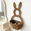Handwoven Rabbits Ear Shape Flower Basket Natural Rattan Breathable Flower Holder for Home Decors and Storage