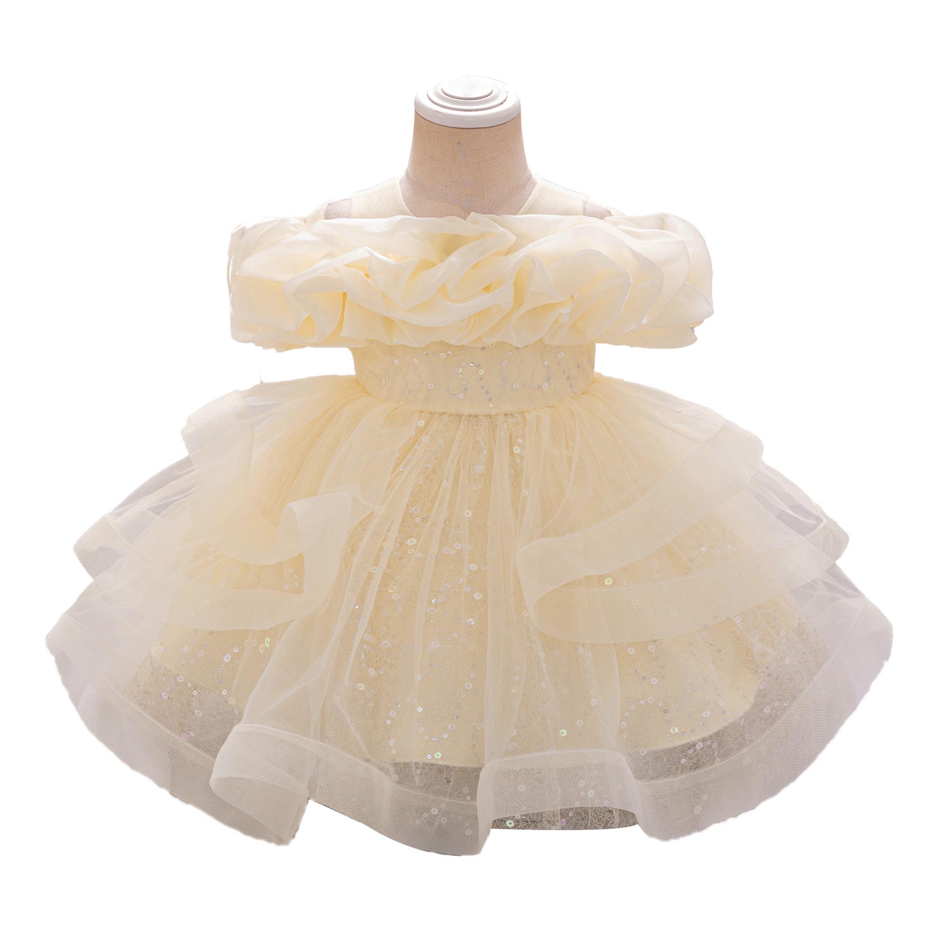 2025 Girls  First Birthday Formal Sequin Mesh Princess Dress 90cm/12-18M шампанского