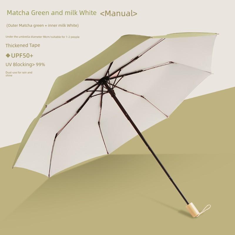 Color Plastic Automatic Foldable Compact Dual-Use Sun Umbrella