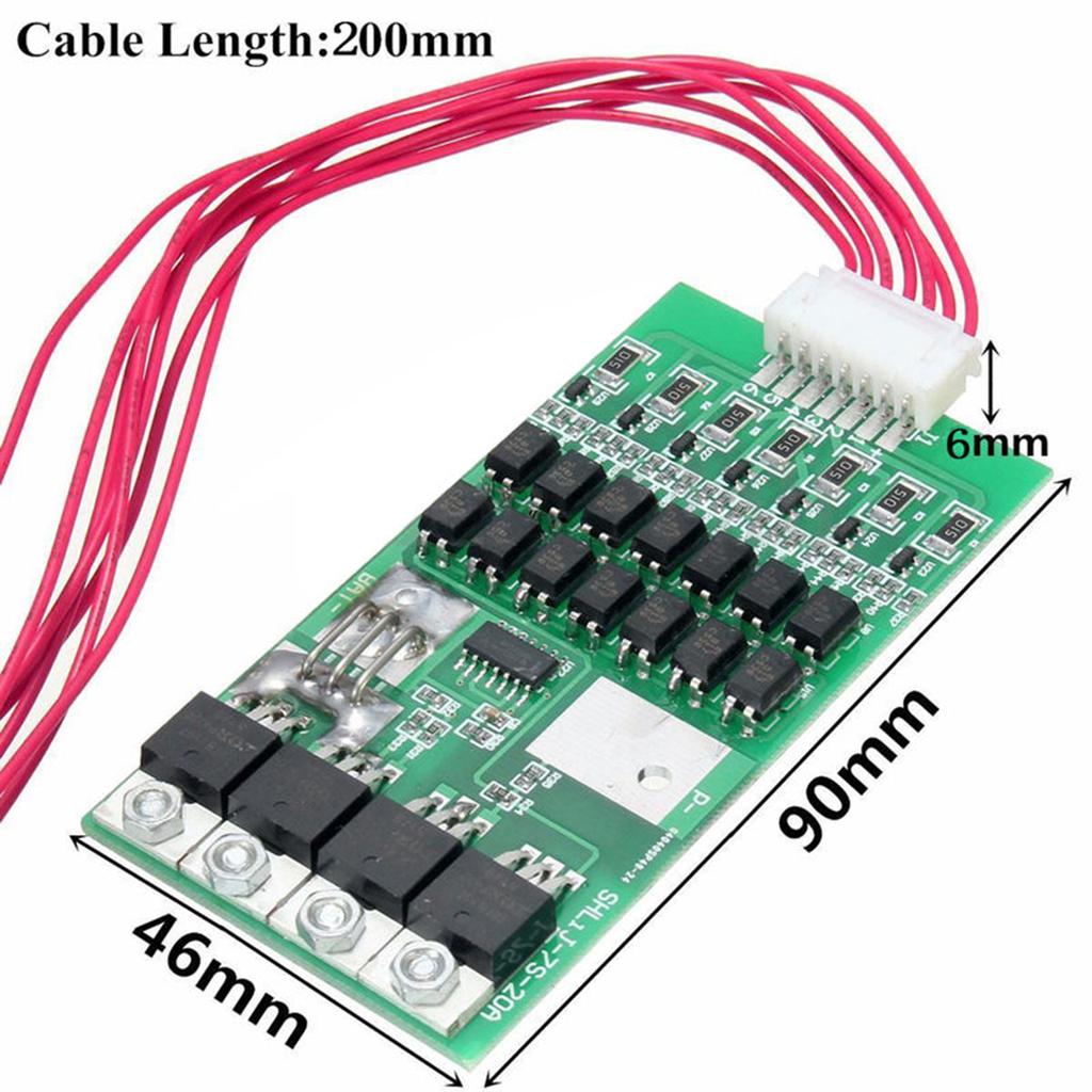 7S Cell 24V 20A 18650 Li-ion Lithium Battery BMS Protection Board With Balancing
